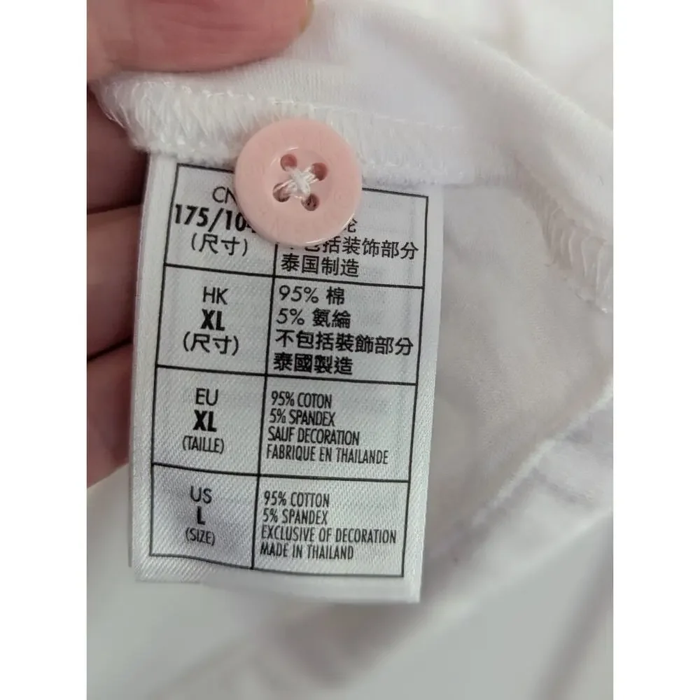 Disney Parks Women's Large White PJ Pajama Top Pink Castle Button Up - Picture 8 of 16
